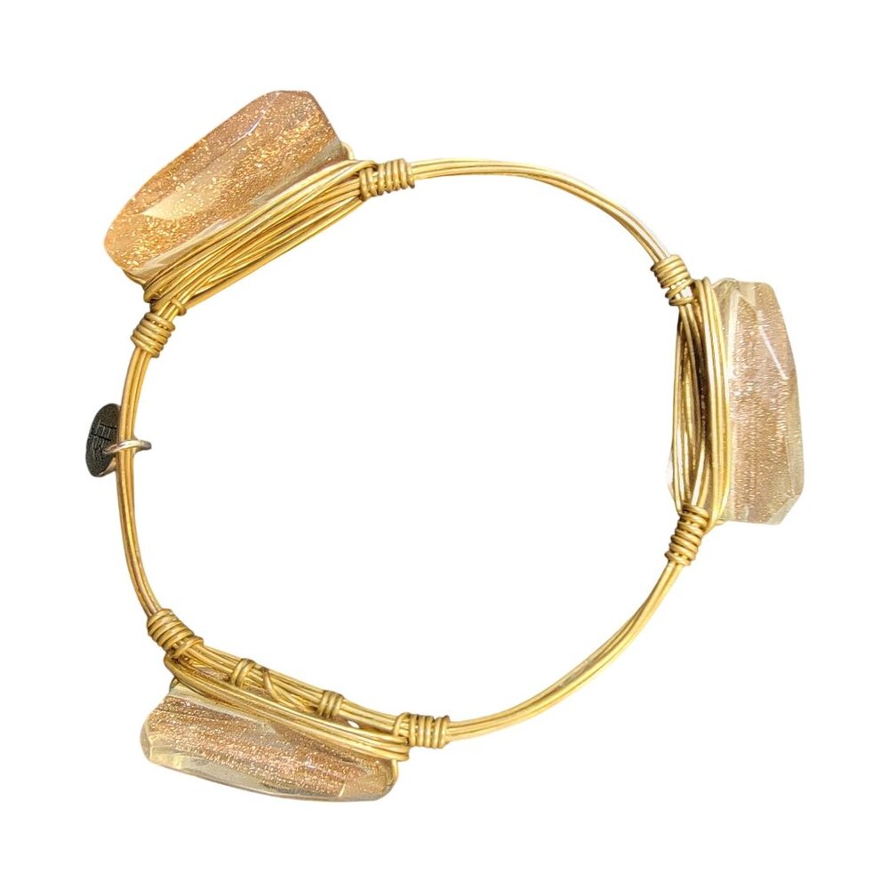 Bourbon and Boweties Maisy Gold Wire Wrapped Bangle Glittering Elegant Jewelry W